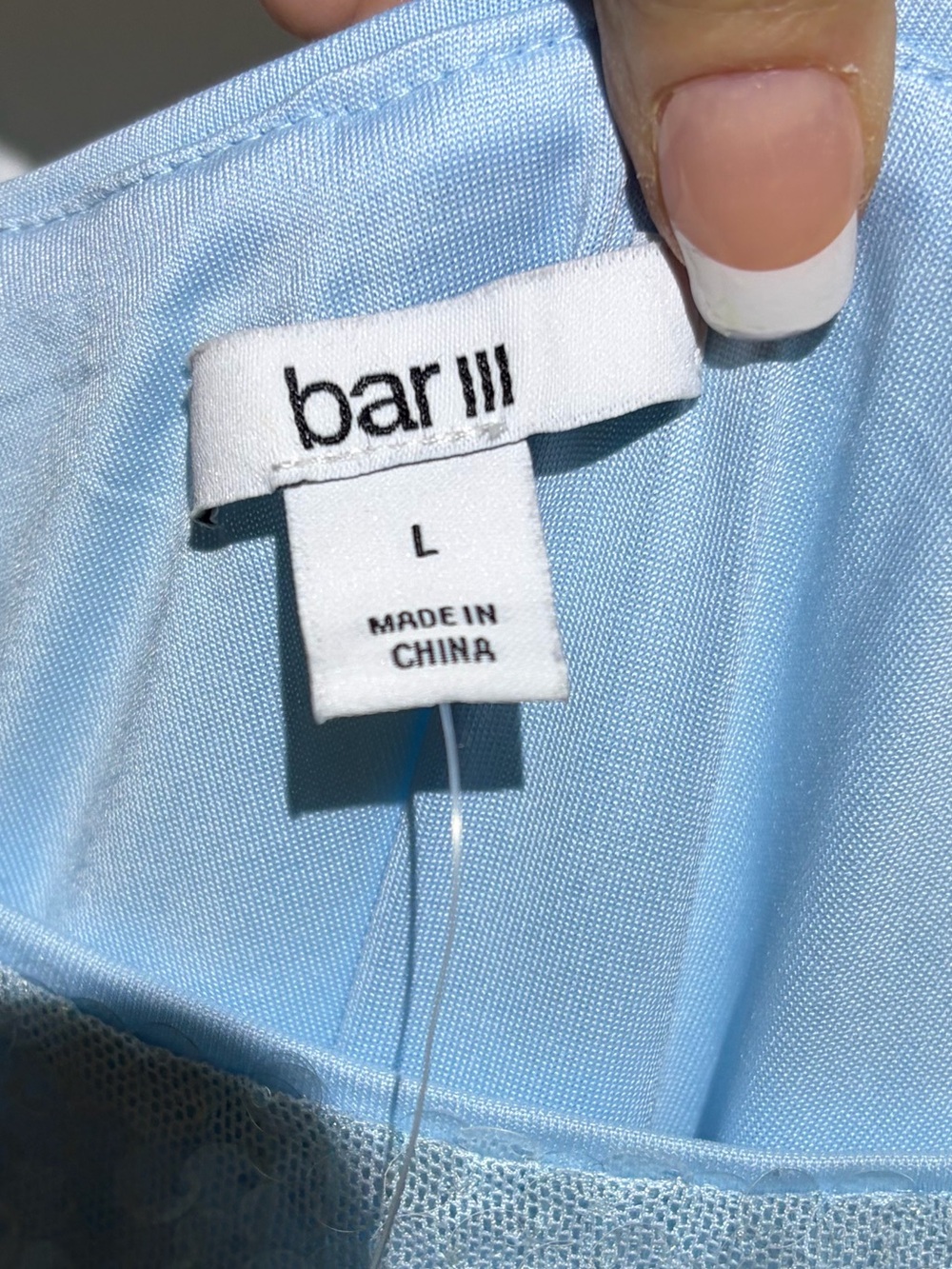 NWT Baby Blue Sequin Flirty Slip Dress with Adjustable Straps - Picture 3 of 4